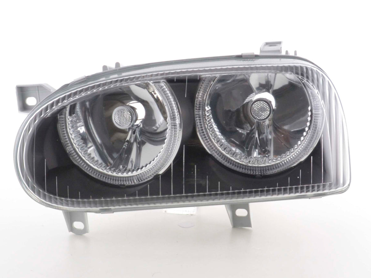 Scheinwerfer Set Angel Eyes VW Golf 3 Typ 1HXO, 1 EXO 91-97 schwarz Scheinwerfer Set Angel Eyes VW Golf 3 Typ 1HXO, 1 EXO 91-97 schwarz